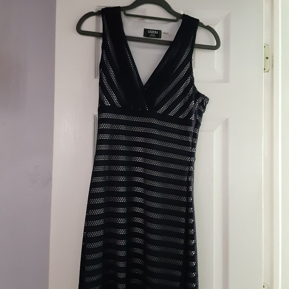 New Guess blue and white body con short dress